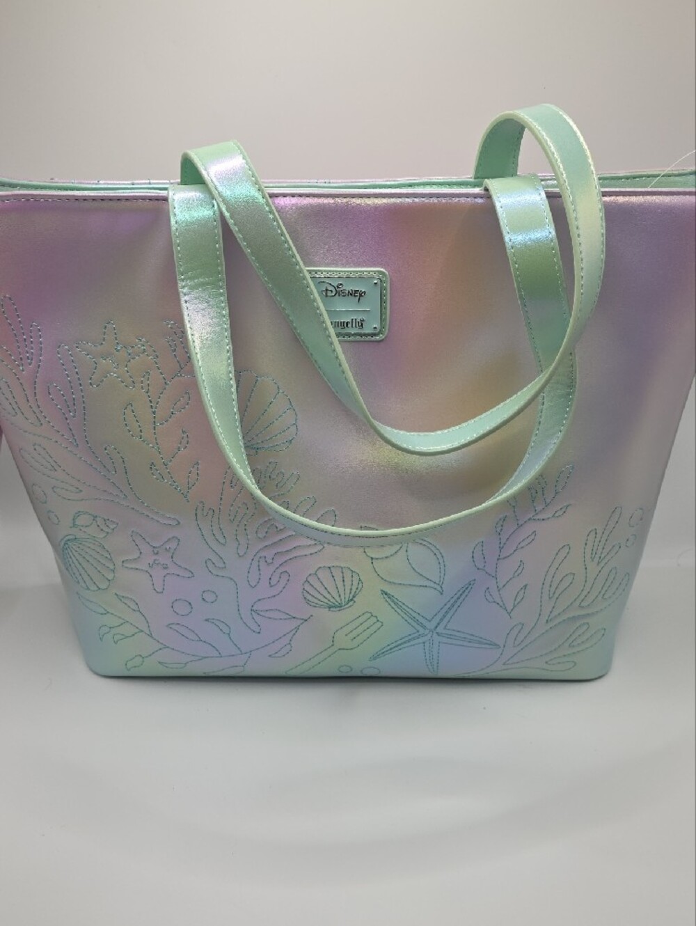 Loungefly Ariel Iridescent Tote Bag - Pink, Mint & Purple - Picture 2 of 7